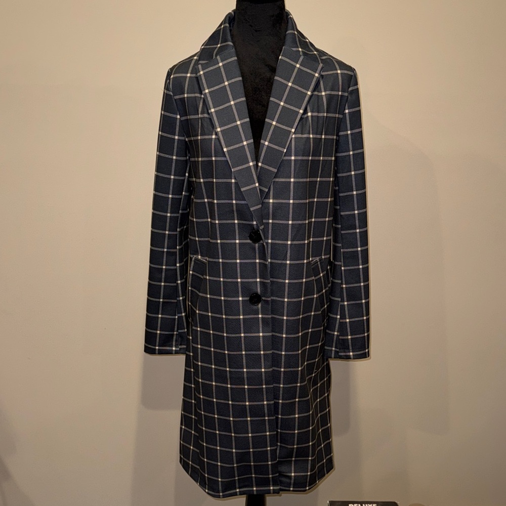 Joie Classy Plaid Long Coat sz M